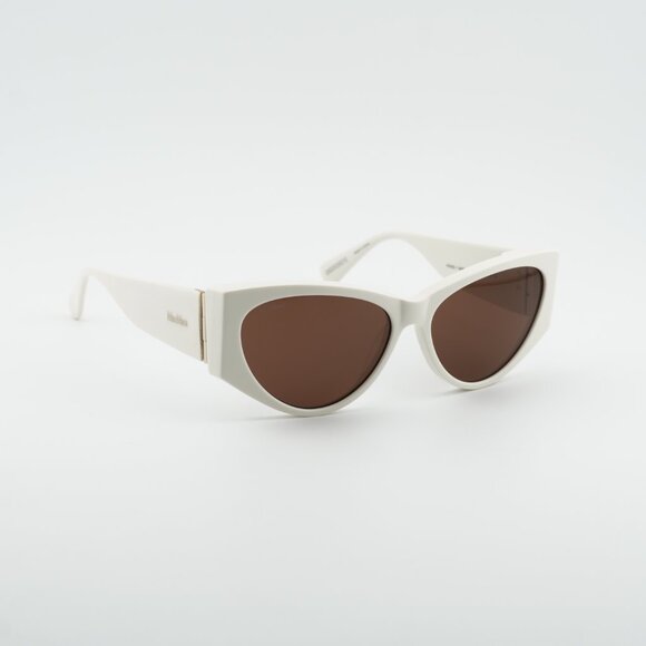 Max Mara MM0132 21E Sunglasses White Cat Eye Frame, Brown Lenses main image 6